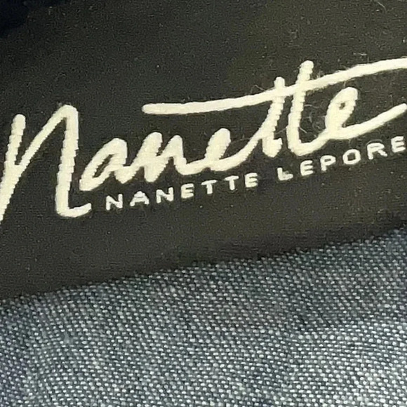 Vintage Nanette Lepore Ombre Denim Shift Dress Lace Up Embroidered Boho Size S - Picture 3 of 4